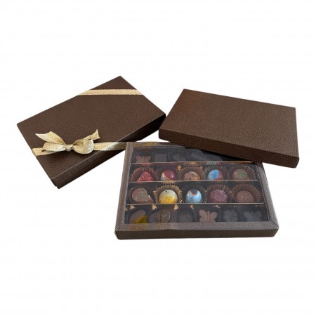 Zlato-hnědá velká bonboniéra - pralinky 22ks