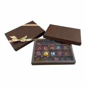 Zlato-hnědá velká bonboniéra - pralinky 22ks