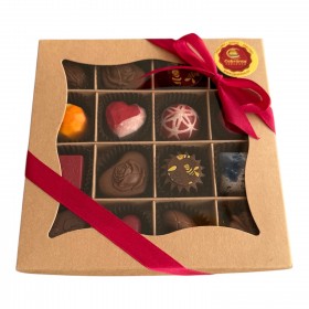 Přírodní hnědá bonboniéra - pralinky 16ks