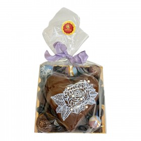 Čokoládové srdce s pralinkami - s krajkou malé