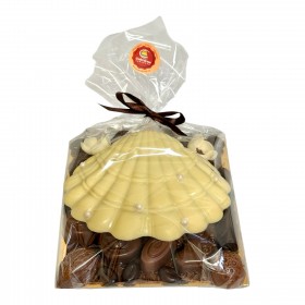 Čokoládové srdce s pralinkami - s mušlí velkou