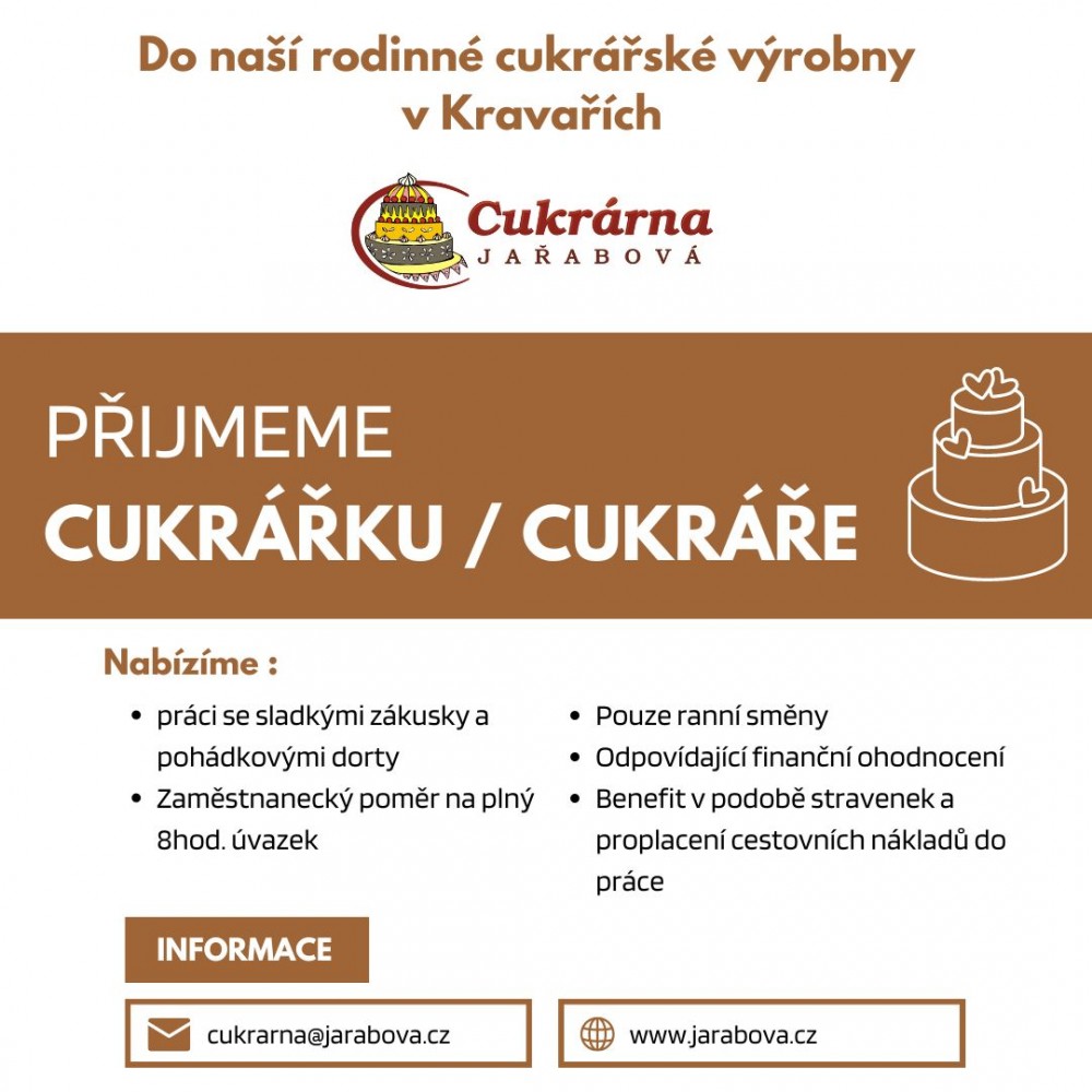 Přijmeme cukrářku