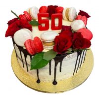 Dort s makronkami a živými květy č. 1399